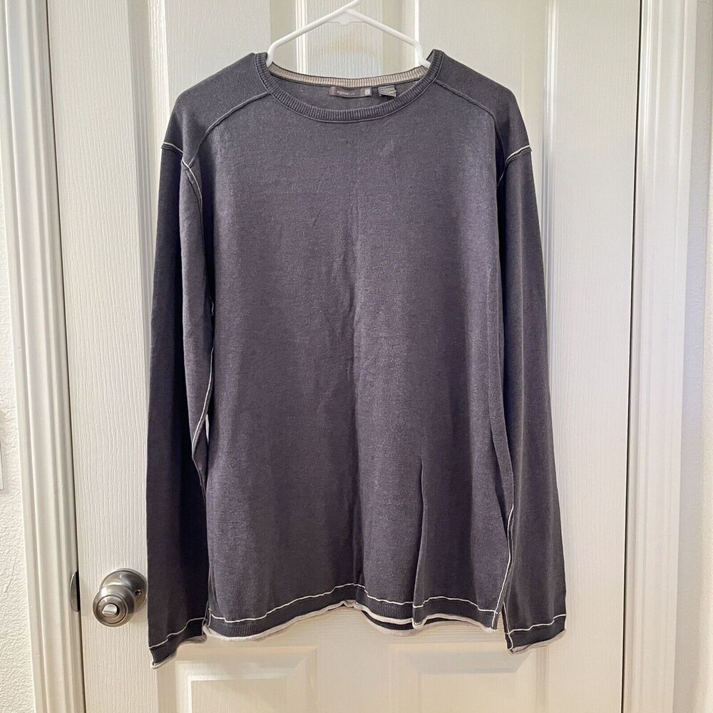 Agave Lux Clothing Gray Contrast Salmon Crewneck Sweater Men's Size Large NWT